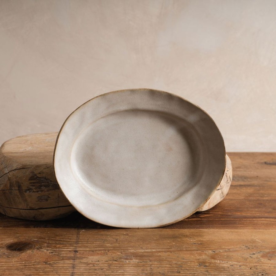 Shop Kitchen + Diningshop Kitchen + Dining Sheng Ceramic Plates & Bowls | Oval Deep Plate In White Brushed