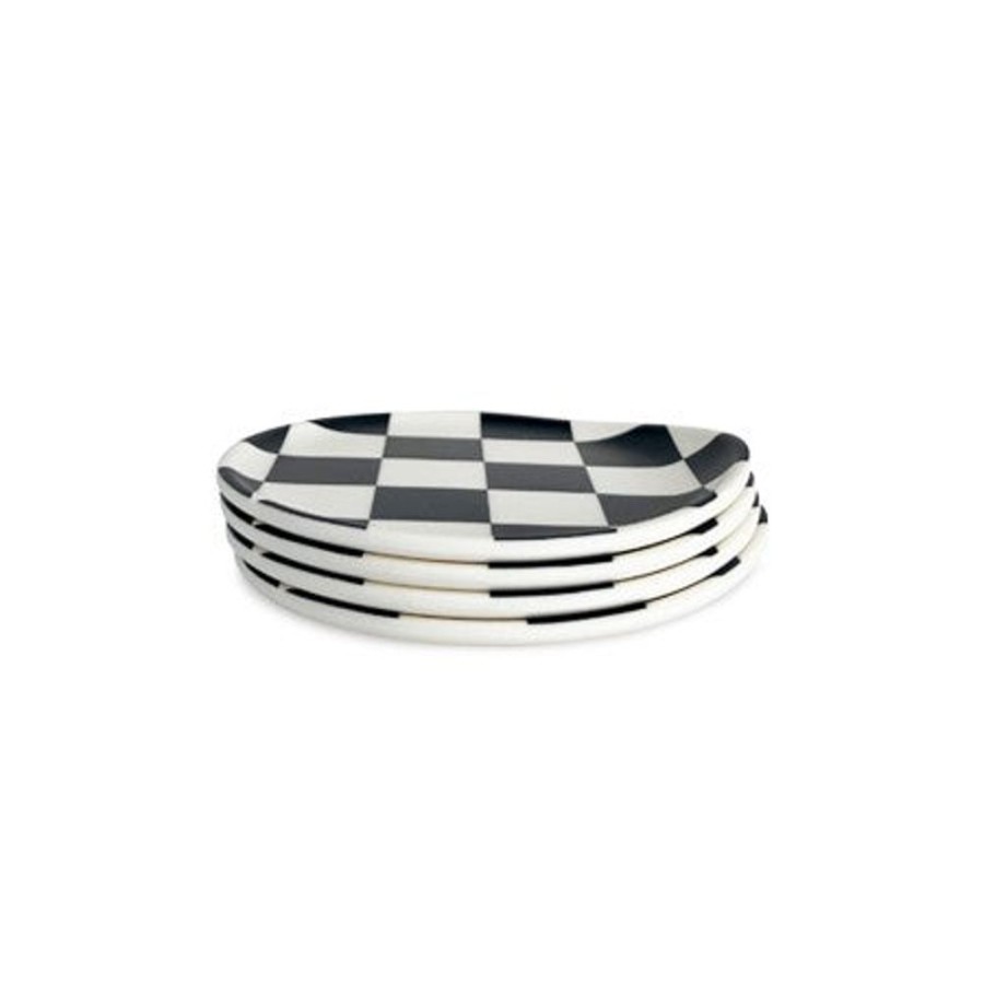 Shop Kitchen + Diningshop Kitchen + Dining Xenia Taler Plates & Bowls | Black Check Bamboo Coaster