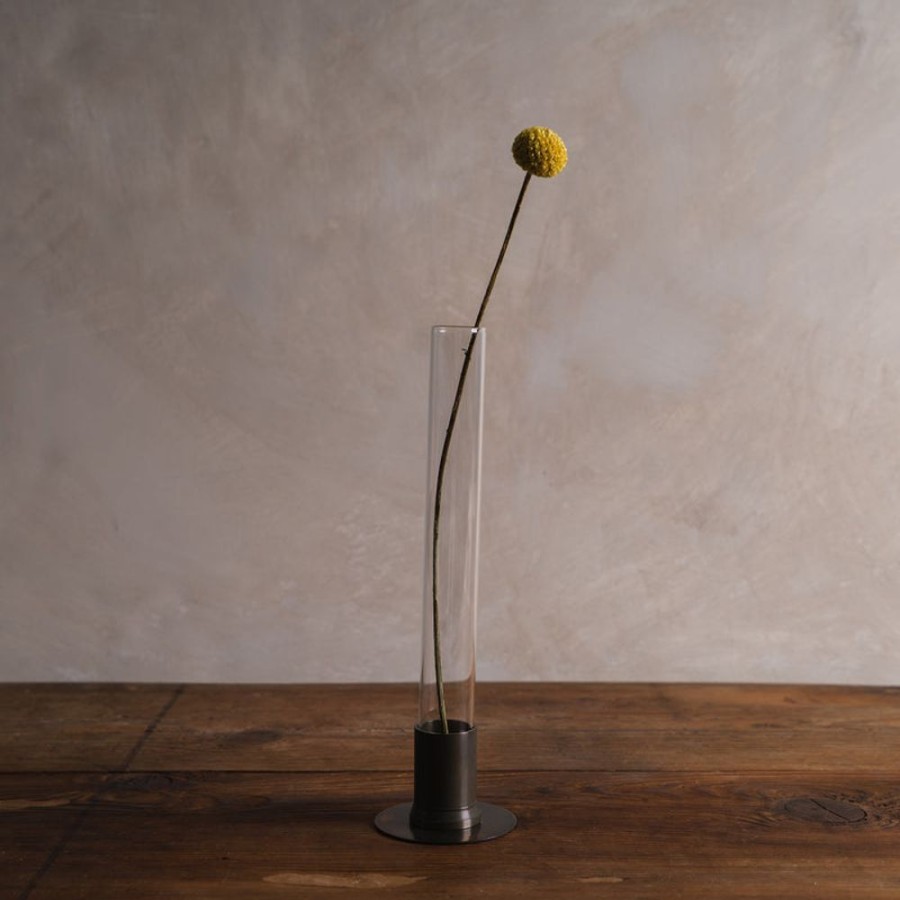 Shop Livingshop Living Picus Home Decor | Japanese Herbarium Rusty Brass Flower Vase With Glass Dome