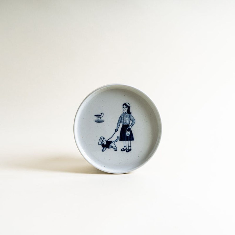 Shop Kitchen + Diningshop Kitchen + Dining Yeogi-Damki Plates & Bowls | Yeogi-Damki Hand-Painted Plate - Girl & Dog