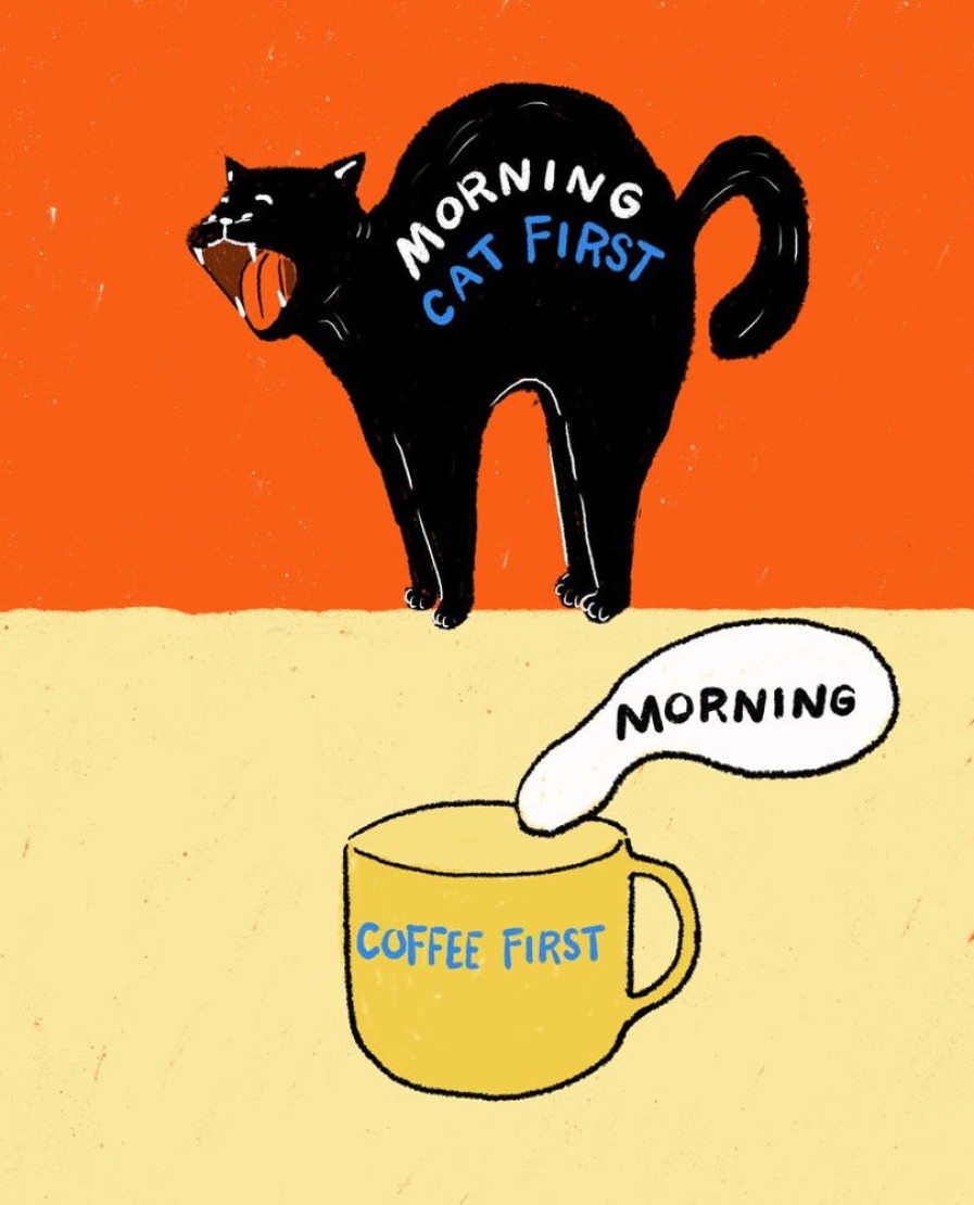 Shop Livingshop Living NEKO.CO.NEKO. Home Decor | Cat Print - Cat First/Coffee First